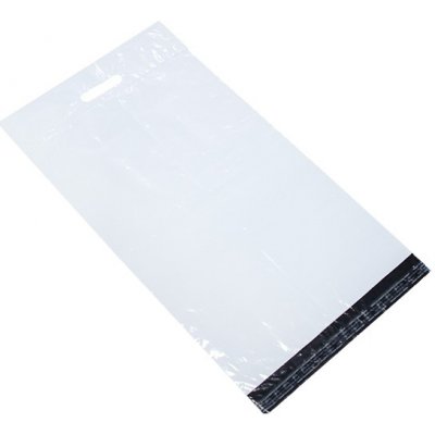 50 ks - Obálka plastová samolepicí bílo-černá 480x650+80 tl. 0,06 s uchem (80% podíl recyklátu) – Zboží Živě