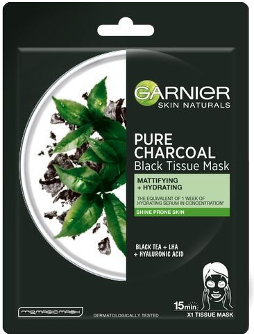 Garnier Pure Charcoal černá textilní maska s extraktem z černého čaje 28 g  od 37 Kč - Heureka.cz