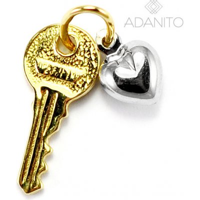Adanito BRP0929GS Zlatý přívěsek klíček se srdíčkem z kombinovaného zlata
