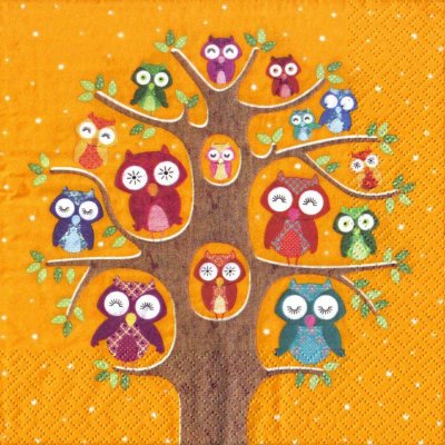 Ubrousek 33x33cm Sovičky na oranžovém – Zbozi.Blesk.cz