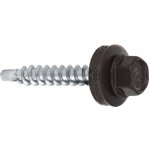 Samořezný střešní farmářský šroub KLIMAS 4,8 x 35 SW8 RAL 8019 Šedohnědý s podložkou EPDM (250 ks/bal) – Sleviste.cz