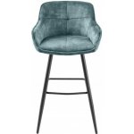 Interior DE Set 2 ks barová židle Euphoria 100 cm petrolejová samet 2SET43691 – Zboží Mobilmania
