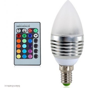 RGB LED žárovka svíčka E14 3W color