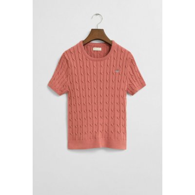 Gant Stretch Cotton Cable Ss C-neck Faded Brick – Zboží Dáma