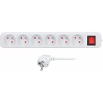 Solight prodlužovací přívod 3m, 6 zásuvek, vypínač, 16A/3680W, PVC, bílý PP72X – Hledejceny.cz