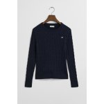 Gant Stretch Cotton Cable C-neck Evening Blue – Zboží Dáma