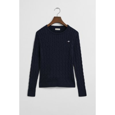 Gant Stretch Cotton Cable C-neck Evening Blue – Zboží Dáma