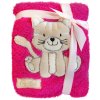 Dětská deka Bobobaby Dětská deka tlačený KCSN 02 tmavě růžová kočička