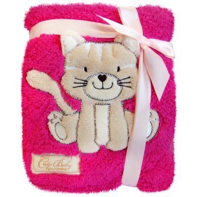 Bobobaby Dětská deka tlačený KCSN 02 tmavě růžová kočička