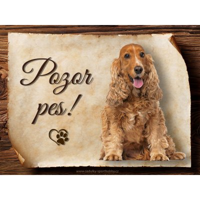 Sport hobby Cedulka Anglický kokršpaněl VI Pozor CP1611 20 x 15 cm – Zboží Dáma