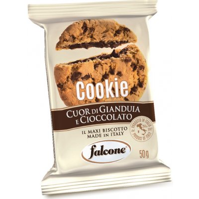 Falcone Maxi Cookie s lískooříškovou náplní a kousky čokolády 50 g – Zboží Mobilmania