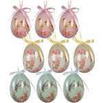 Clayre & Eef 9ks dekorace barevné závěsné vajíčko s králíčky a kuřátky Spring Egg - Ø 5*8 cm – Hledejceny.cz