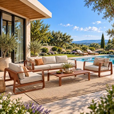 DEOKORK Hliníková sestava ISABELLA pro 5 osob (terracotta) – Hledejceny.cz