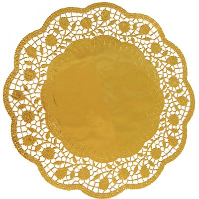 WIMEX Dekorativní krajka (PAP/ALU) kulatá zlatá Ø30cm [4 ks] – Zboží Mobilmania