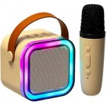 KIK KX3379 Karaoke Bluetooth reproduktor 6 W bezdrátový mikrofon béžový – Zbozi.Blesk.cz