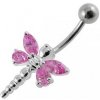 Piercing Šperky4U stříbrný piercing do pupíku vážka BP01188-P