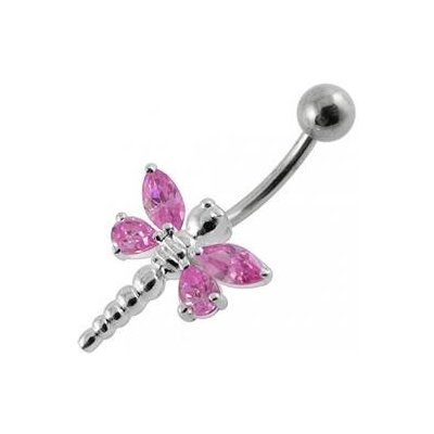 Šperky4U stříbrný piercing do pupíku vážka BP01188-P – Zboží Mobilmania