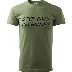 Malfini ručně malované pánské bavlněné tričko Step Back! I'm Hangry černá khaki