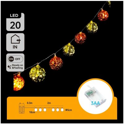 Aigostar LED Vánoční řetěz 20xLED/3xAA 2m teplá bílá B103033XR – Hledejceny.cz