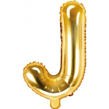 PartyDeco Fóliový balónek písmeno J zlatý 35 cm