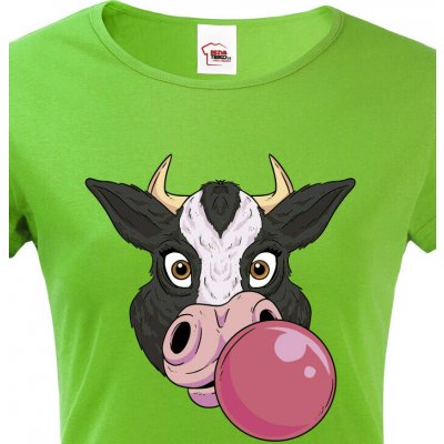 Dámské tričko Veselá kráva Zelená – Zboží Mobilmania