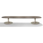 Tribu T-Table 298x98 cm výška 35 cm rám lakovaná nerez white deska teak – Zboží Mobilmania