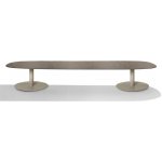 Tribu T-Table 298x98 cm výška 35 cm rám lakovaná nerez linen deska keramika dekor scisto – Zboží Dáma