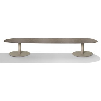 Tribu T-Table 298x98 cm výška 35 cm rám lakovaná nerez wenge deska teak