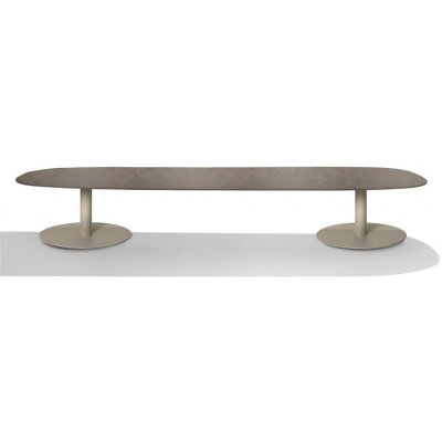 Tribu T-Table 298x98 cm výška 35 cm rám lakovaná nerez linen deska keramika dekor piombo – Zboží Mobilmania