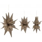 Bloomingville Vánoční dekorace Ilo Stars Brown – set 3 ks, hnědá barva, textil – Hledejceny.cz