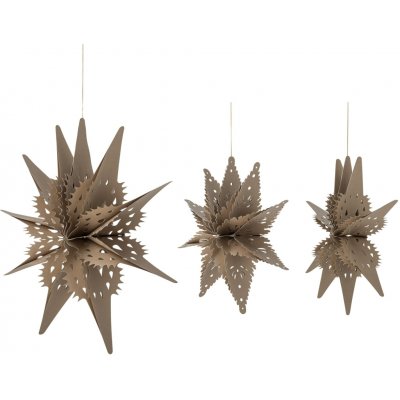 Bloomingville Vánoční dekorace Ilo Stars Brown – set 3 ks, hnědá barva, textil – Hledejceny.cz