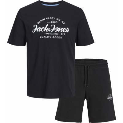 Jack&Jones Pánská sada - triko a kraťasy JJFOREST Standard Fit 12256951 Black M
