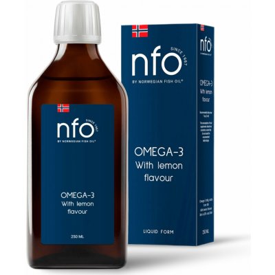 NFO Omega 3 tekutý rybí olej z Norska s vitaminem E a citronovou příchutí 250 ml – Hledejceny.cz