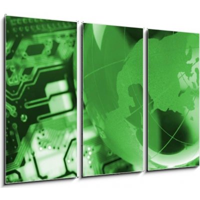 Obraz 3D třídílný - 105 x 70 cm - circuit global obvod globální – Zboží Mobilmania
