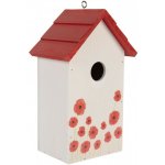 Bílo-červená dřevěná ptačí budka s vlčími máky Birdhouse - 15*10*22 cm - Clayre & Eef – Hledejceny.cz