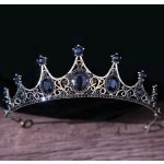 B-Top vintage pozlacená korunka do vlasů s černými krystaly – Zboží Dáma