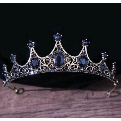 B-Top vintage pozlacená korunka do vlasů s černými krystaly – Zboží Dáma