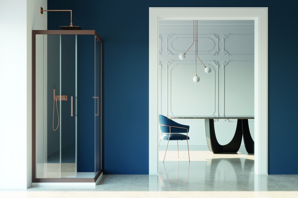 FORTE Sprchový kout FUSION COLORS FC A1FS Barva rámu Chocolate, Materiál Technopolymer, 80, Rozměr B 80, Rozměr C 190, Směr zavírání Univerzální Levé / Pravé, Výplň Grape bezpečnostní sklo 6