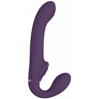 Vive AI Vibrační vkládací dildo fialové strapless strap on s tlakovým stimulátorem klitorisu 23,5 x 4,2 cm