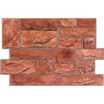 Regul 3D obkladový panel na zeď DP0002 červenohnědé kameny 600 x 450 mm / 3D stěnové obkladové panely PVC