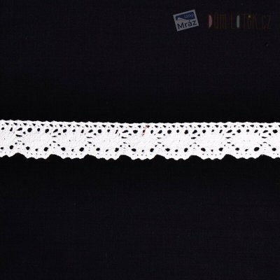 Krajka paličkovaná bílá, šíře 25 mm – Sleviste.cz