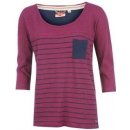 Lee Cooper Stripe Crew T Shirt Ladies BurgundyM Navy