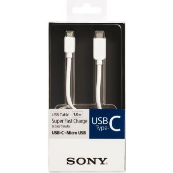 Sony CP-CB100 USB-C na Micro-USB 2.0, 100cm, bílý