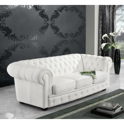 Askont Chesterfield Windsor bílá Kožená 3M bez puncování – Hledejceny.cz