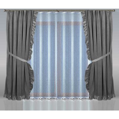 Závěs, Bonadea komplet 3 ks, tm. šedá, 150 x 250 cm 250 cm – Hledejceny.cz