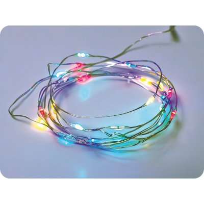 ACA Lighting LED dekorační řetěz 2m 20LED 2xAA RGB bez funkcí stříbrná měď [X0120311] – Hledejceny.cz