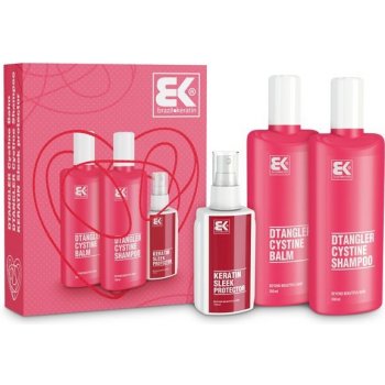 BK Brazil Keratin Dtangler Cystine Love šampon 300 ml + kondicionér 300 ml + olej / sérum 100 ml dárková sada