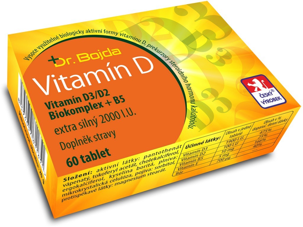Dr.Bojda Vitamín D3/D2 Biokomplex + B5 extra silný 2000 I.U. 60 tablet od  236 Kč - Heureka.cz