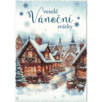 Pohlednice vánoční Domečky – Zboží Dáma