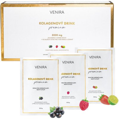 Venira Premium kolagenový drink pro vlasy, nehty a pleť jahoda-limetka, černý rybíz, malina 30 sáčků – Zboží Mobilmania